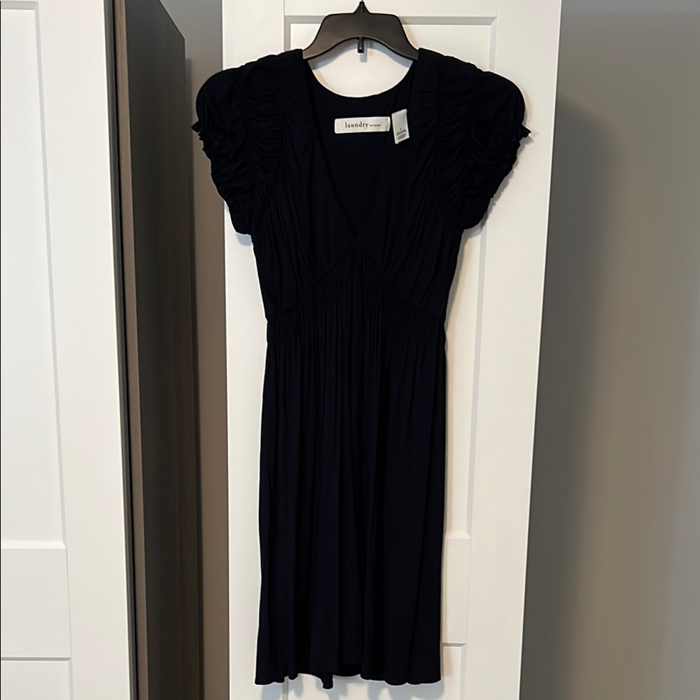 Laundry by Design Navy Puff Sleeve Midi Sundress